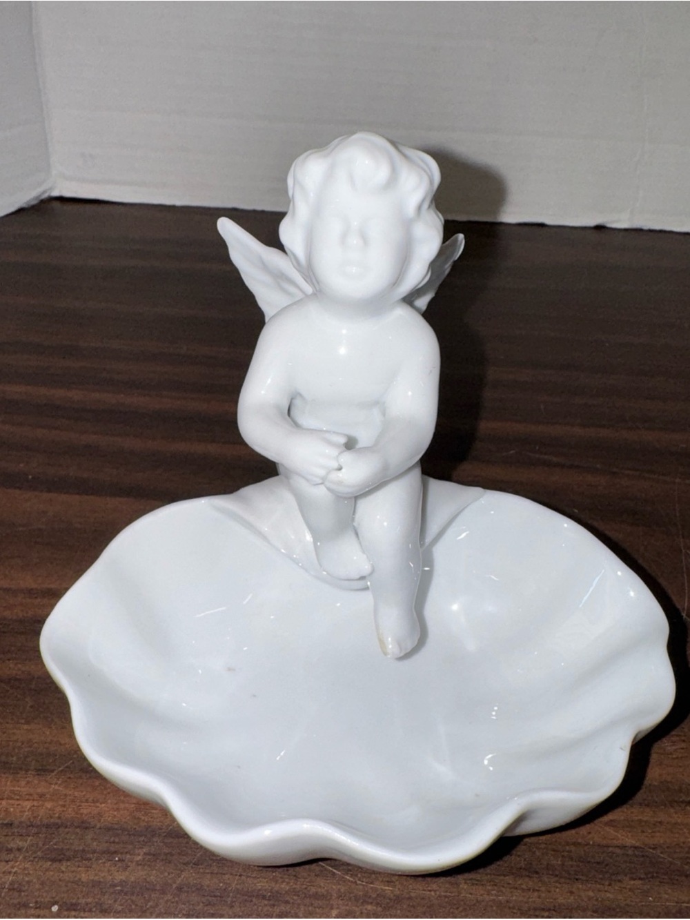 Vintage Paris Royal Porcelain Angel Sculpture Dish White